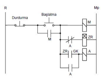 Soru 01-Şekil 6-2-Üç fazlı asenkron motora tek kademeli dirençle yol verme kumanda ve güç devresi-YUKLEEE