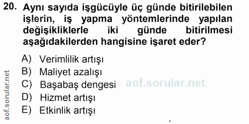 20. soru: Aynı sayıda işgücüyle üç günde bitirilebilen işlerin, iş yapma yöntemlerinde yapılan değişikliklerle günde bitirilmes…