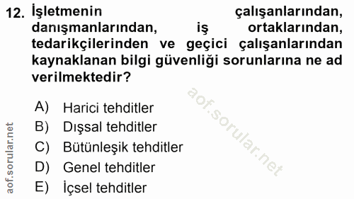 12. soru: İşletmenin çalışanlarından, danışmanlarından, iş ortaklarından, tedarikçilerinden ve geçici çalışanlarından kaynaklan…