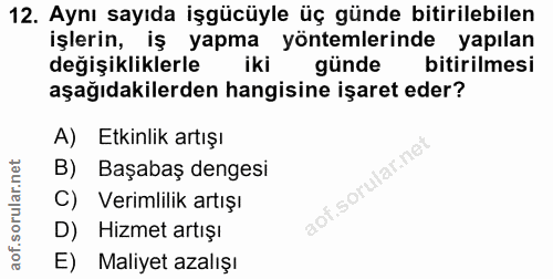 12. soru: Aynı sayıda işgücüyle üç günde bitirilebilen işlerin, iş yapma yöntemlerinde yapılan değişikliklerle iki günde bitiri…