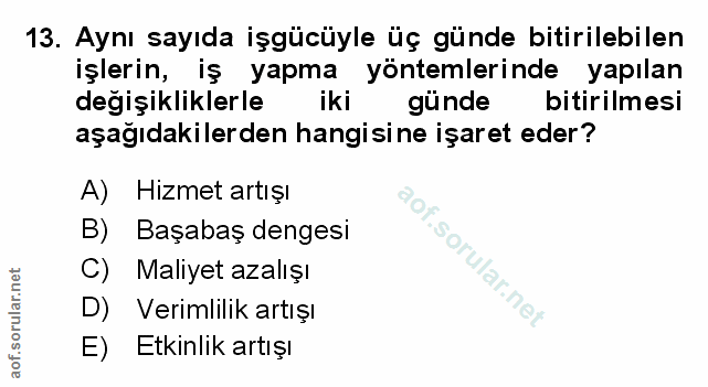 13. soru: Aynı sayıda işgücüyle üç günde bitirilebilen işlerin, iş yapma yöntemlerinde yapılan değişikliklerle iki günde bitiri…