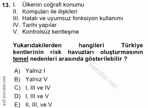 13. soru: I. Ulkenin coğrafi konumu II. Komşuları ile ilişkileri III. Hatalı ve uyumsuz fonksiyon kullanımı IV. Tarihi yapılar…