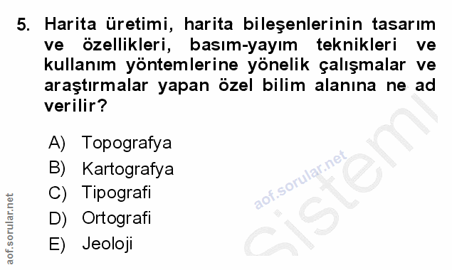 5. soru: Harita üretimi, harita bileşenlerinin tasarım ve özellikleri, basım-yayım teknikleri ve kullanım yöntemlerine yönelik…