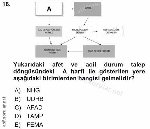 16. soru: A IL AEET ACE YONETIMI KOORDINASYON DESTEK COZUM: ORTAKLA | Yerel Düzey Tasra SAHA DESTEK EKIPLERI Teskilatr Yukarıda…