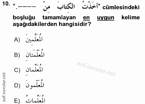 10. soru: ".- js utsı üdi" cümlesindeki boşluğu tamamlayan en uygun kelime aşağıdakilerden hangisidir? A) isalell B) itistell c…