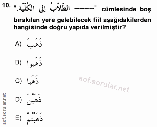 10. soru: " ą !! ŞŚ½| —- cümlesinde boş bırakılan yere gelebilecek fiil aşağıdakilerden hangisinde doğru yapıda verilmiştir? A)…