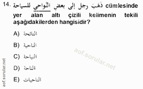 14. soru: ¿abml g al jeo ș! Jes and cúmlesinde yer alan altı çizili kelimenin tekili aşağıdakilerden hangisidir? A) inildı B) ¿…