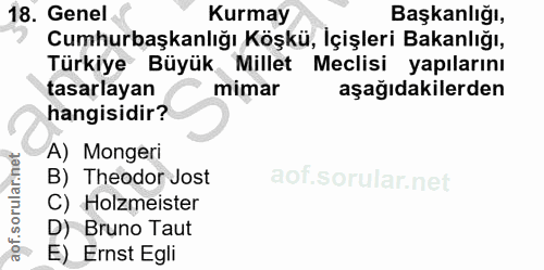 18. soru: Genel Kurmay Başkanlığı, Cumhurbaşkanlığı Köşkü, İçişleri Bakanlığı, Türkiye Büyük Millet Meclisi yapılarını tasarlay…