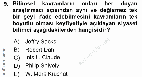 9. soru: Bilimsel kavramların onları her duyan araştırmacı açısından aynı ve değişmez tek bir şeyi ifade edebilmesini kavramla…