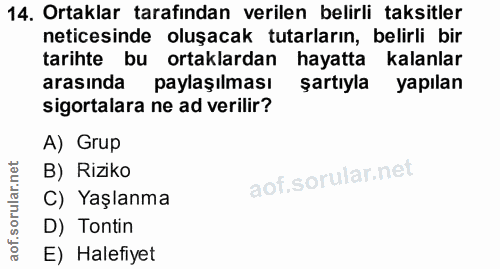 14. soru: Ortaklar tarafından verilen belirli taksitler neticesinde oluşacak tutarların, belirli bir tarihte bu ortaklardan hay…