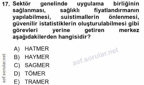 17. soru: Sektör genelinde uygulama birliğinin sağlanması, sağlıklı fiyatlandırmanın yapılabilmesi, suistimallerin önlenmesi, g…