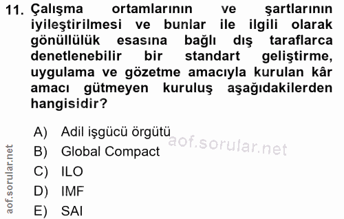 11. soru: Çalışma ortamlarının ve şartlarının iyileştirilmesi ve bunlar ile ilgili olarak gönüllülük esasına bağlı dış taraflar…