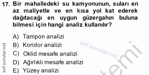 17. soru: Bir mahalledeki su kamyonunun, suları en az maliyetle ve en kısa yol kat ederek dağıtacağı en uygun güzergahın buluna…