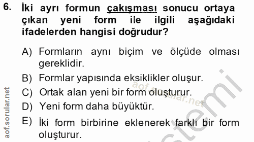 6. soru: Iki ayrı formun çakışması sonucu ortaya çıkan yeni form ile ilgili aşağıdaki ifadelerden hangisi doğrudur? A) Formlar…