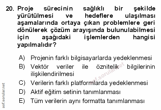 20. soru: Proje sürecinin sağlıklı bir şekilde 20. Proje yürütülmesi ve hedeflere ulaşılması aşamalarında ortaya çıkan probleml…