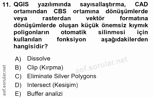 11. soru: QGIS yazılımında sayısallaştırma, CAD ortamından CBS ortamına dönüşümlerde veya rasterdan vektör formatına dönüşümler…