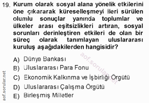 19. soru: Kurum olarak sosyal alana yönelik etkilerini öne çıkararak küreselleşmeyi ileri sürülen olumlu sonuçlar yanında toplu…