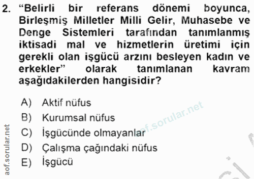 2. soru: "Belirli bir referans dönemi boyunca, Birleşmiş Milletler Milli Gelir, Muhasebe ve Denge Sistemleri tarafindan tanıml…