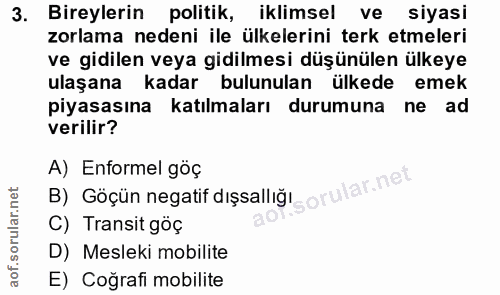 3. soru: Bireylerin politik, iklimsel ve siyasi zorlama nedeni ile ülkelerini terk etmeleri ve gidilen veya gidilmesi düşünüle…