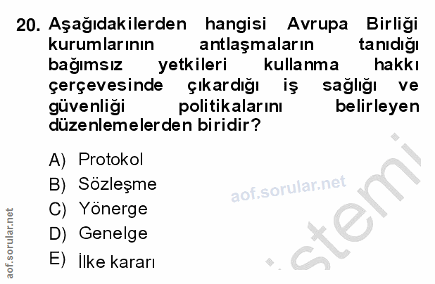 20. soru: Aşağıdakilerden hangisi Avrupa Birliği kurumlarının antlaşmaların tanıdığı bağımsız yetkileri kullanma hakkı çerçeves…
