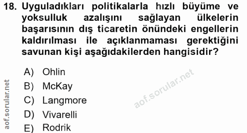18. soru: Uyguladıkları politikalarla hızlı büyüme ve yoksulluk azalışını saglayan ülkelerin başarısının dış ticaretin önündeki…