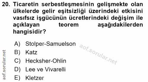 20. soru: Ticaretin serbestleşmesinin gelişmekte olan ülkelerde gelir eşitsizliği üzerindeki etkisini vasıfsız işgücünün ücretl…