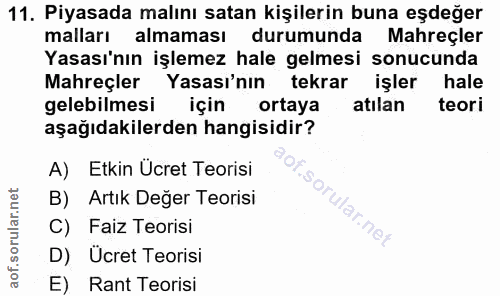 11. soru: Piyasada malını satan kişilerin buna eşdeğer malları almaması durumunda Mahreçler Yasası'nın işlemez hale gelmesi son…
