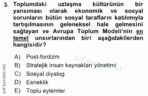 3. soru: Toplumdaki uzlaşma kültürünün bir yansıması olarak ekonomik ve sosyal sorunların bütün sosyal tarafların katılımıyla…