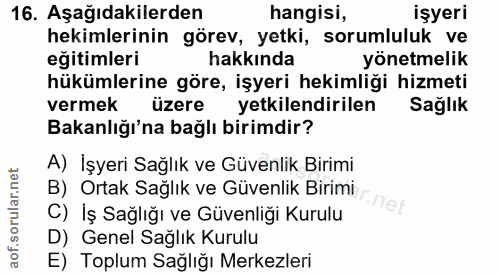 16. soru: Aşağıdakilerden hangisi, işyeri hekimlerinin görev, yetki, sorumluluk ve eğitimleri hakkında yönetmelik hükümlerine g…