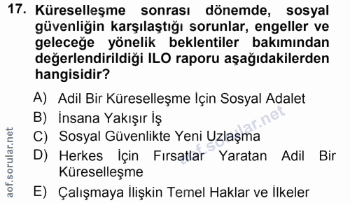 17. soru: Küreselleşme sonrası dönemde, sosyal güvenligin karşılaştığı sorunlar, engeller ve geleceğe yönelik beklentiler bakım…