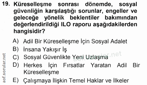 19. soru: Küreselleşme sonrası dönemde, sosyal güvenliğin karşılaştığı sorunlar, engeller ve geleceğe yönelik beklentiler bakım…