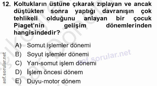 12. soru: Koltukların üstüne çıkarak zıplayan ve ancak düştükten sonra yaptığı davranışın çok tehlikeli olduğunu anlayan bir ço…
