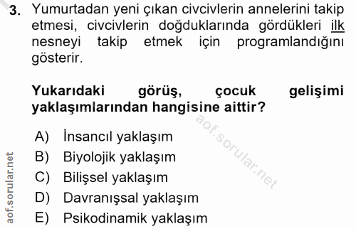 3. soru: Yumurtadan yeni çıkan civcivlerin annelerini takip etmesi, civcivlerin doğduklarında gördükleri ilk nesneyi takip etm…