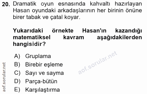 20. soru: Dramatik oyun esnasında kahvaltı hazırlayan Hasan oyundaki arkadaşlarının her birinin önüne birer tabak ve çatal koya…