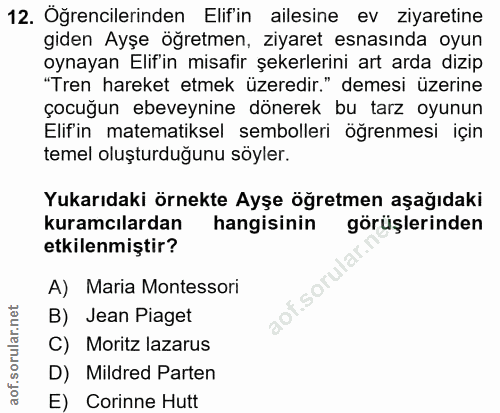 12. soru: Oğrencilerinden Elifin ailesine ev ziyaretine giden Ayşe ögretmen, ziyaret esnasında oyun oynayan Elif'in misafir şek…