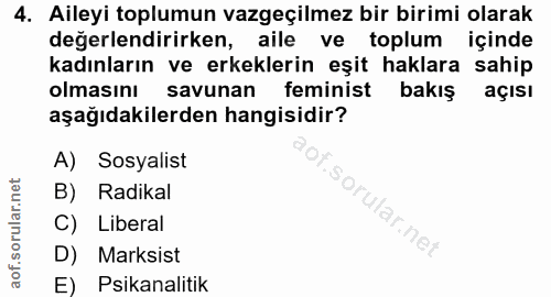 4. soru: Aileyi toplumun vazgeçilmez bir birimi olarak değerlendirirken, aile ve toplum içinde kadınların ve erkeklerin eşit h…