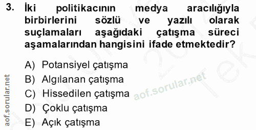 3. soru: iki politikacının medya aracılığıyla birbirlerini sözlü ve yazılı olarak suçlamaları aşağıdaki çatışma süreci aşamala…