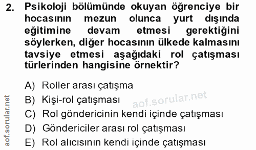 2. soru: Psikoloji bölümünde okuyan öğrenciye bir hocasının mezun olunca yurt dışında eğitimine devam etmesi gerektiğini söyle…