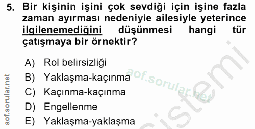 5. soru: Bir kişinin işini çok sevdiği için işine fazla zaman ayırması nedeniyle ailesiyle yeterince ilgilenemediğini düşünmes…