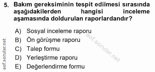 5. soru: Bakım gereksiminin tespit edilmesi sırasında aşağıdakilerden hangisi inceleme aşamasında doldurulan raporlardandır? A…