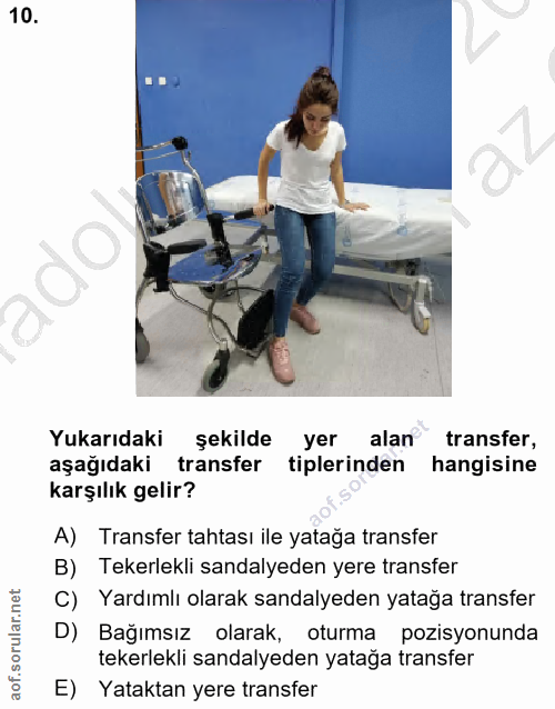 10. soru: Yukarıdaki şekilde yer alan transfer, aşağıdaki transfer tiplerinden hangisine karşılık gelir? A) Transfer tahtası il…