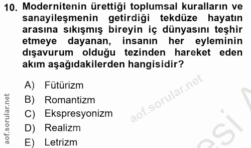 10. soru: Modernitenin ürettiği toplumsal kuralların ve sanayileşmenin getirdiği tekdüze hayatın arasına sıkışmış bireyin iç dü…