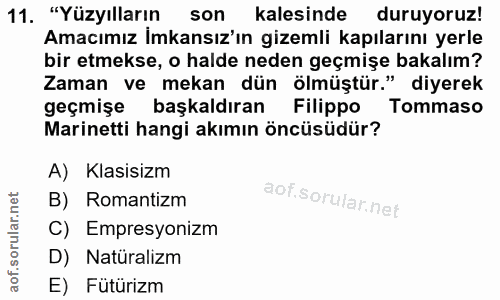 11. soru: "Yüzyılların son kalesinde duruyoruz! Amacımız İmkansız'ın gizemli kapılarını yerle bir etmekse, o halde neden geçmiş…