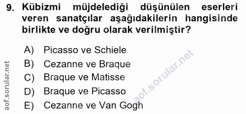 9. soru: Kübizmi müjdelediği düşünülen eserleri veren sanatçılar aşağıdakilerin hangisinde birlikte ve doğru olarak verilmişti…
