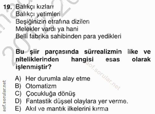 19. soru: Balıkçı kızlarr Balıkçı yetimleri Beşiğinizin etrafına dizilen Melekler vardı ya hani Belli fabrika sahibinden para y…