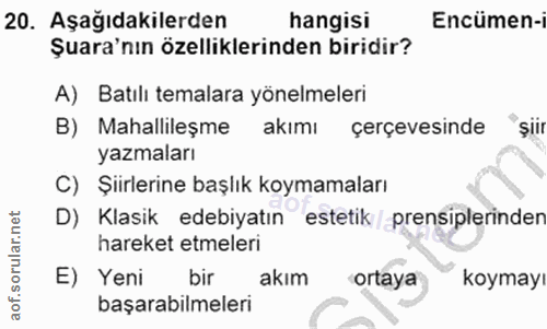 20. soru: Aşağıdakilerden hangisi Encümen-i Şura'nın özelliklerinden biridir? A) Batılı temalara yönelmeleri B) Mahallileşme ak…