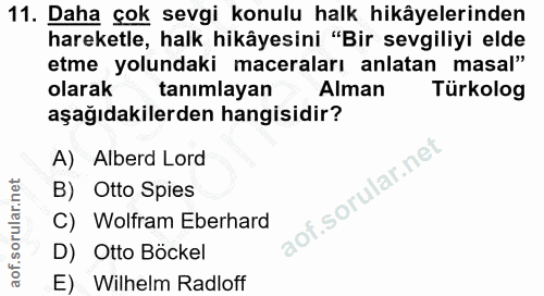 11. soru: Daha çok sevgi konulu halk hikâyelerinden hareketle, halk hikâyesini "Bir sevgiliyi elde etme yolundaki maceraları an…
