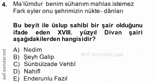 4. soru: Ma'lümdur benim sühanım mahlas istemez Fark eyler onu şehrimizin nükte- dânları Bu beyit ile üslup sahibi bir şair ol…