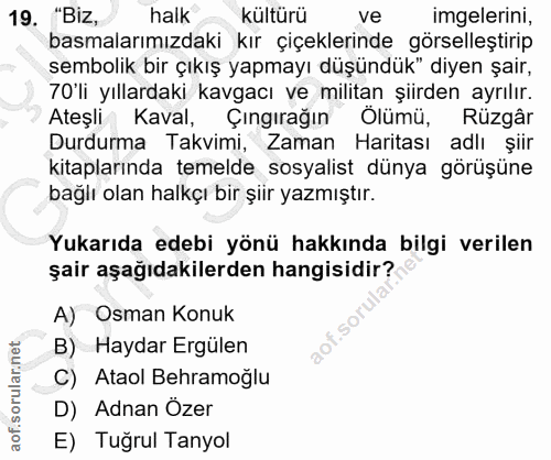 19. soru: "Biz, halk kültürü ve imgelerini, basmalarımızdaki kır çiçeklerinde görselleştirip sembolik bir çıkış yapmayı düşündü…