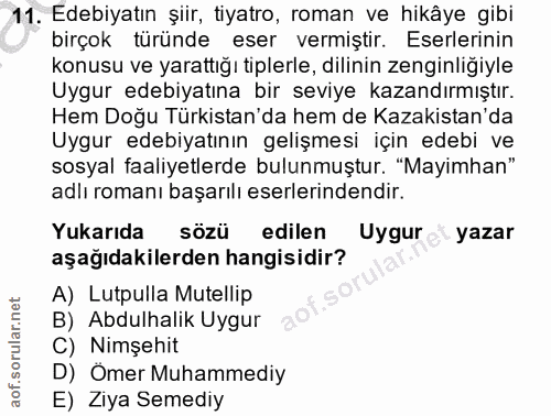 11. soru: Edebiyatın şiir, tiyatro, roman ve hikâye gibi birçok türünde eser vermiştir. Eserlerinin konusu ve yarattığı tiplerl…